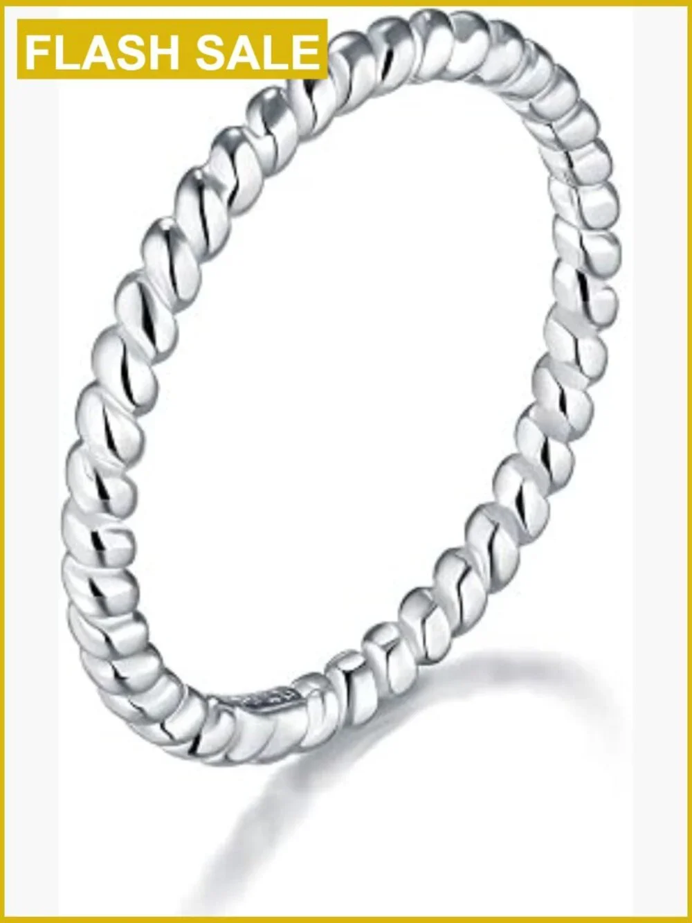 925 Sterling Silver Twisted Eternity Stackable Ring 2mm Size 4-12